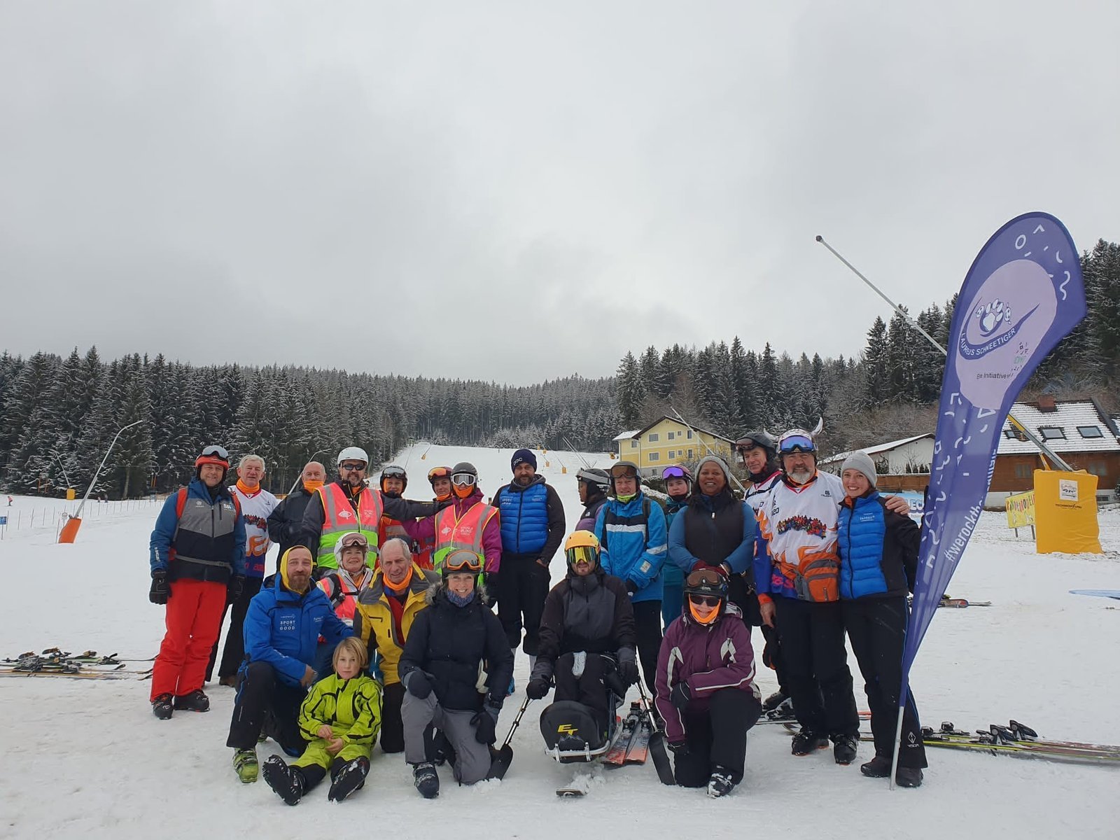 Peel skiers and buddies gathered together at the ski resort